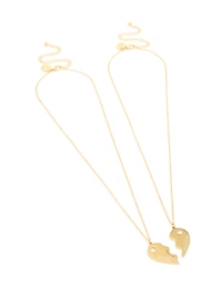 Colliers en forme de cœur BFF en acier inoxydable plaqués or étanches en pack de 2