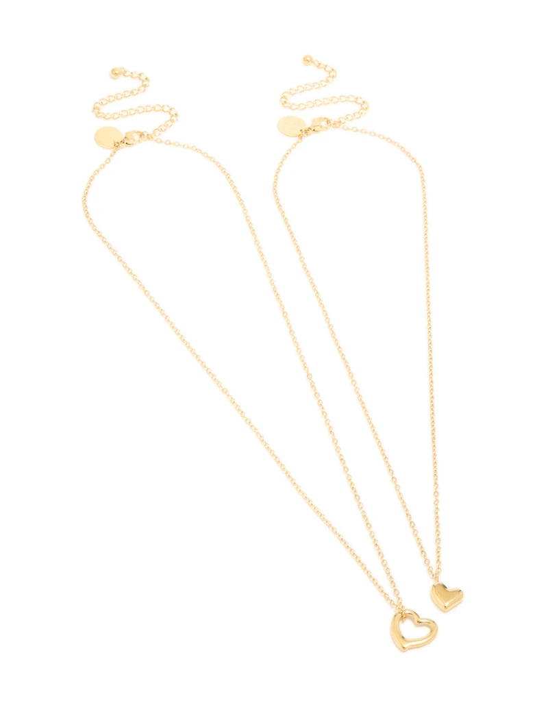 Colliers étanches en acier inoxydable doré découpé en cœur et cœur solide en paquet de 2