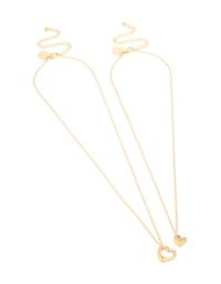 Colliers étanches en acier inoxydable doré découpé en cœur et cœur solide en paquet de 2