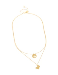 Collier papillon en couches en acier inoxydable plaqué or imperméable