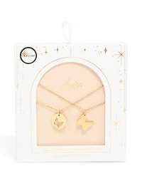 Collier papillon en couches en acier inoxydable plaqué or imperméable