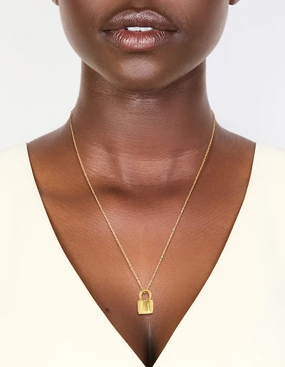Waterproof Gold Plated Stainless Steel Lock Pendant Necklace