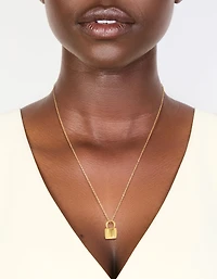 Waterproof Gold Plated Stainless Steel Lock Pendant Necklace