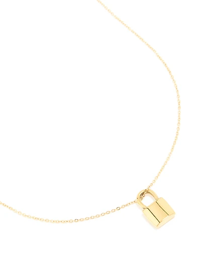Waterproof Gold Plated Stainless Steel Lock Pendant Necklace