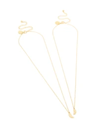 Waterproof Gold Plated Stainless Steel BFF Angel Wings Necklaces 2-Pack