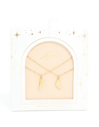Waterproof Gold Plated Stainless Steel BFF Angel Wings Necklaces 2-Pack