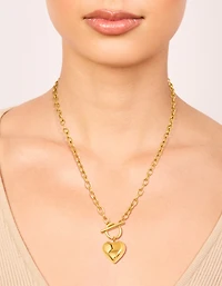 Waterproof Gold Plated Stainless Steel Chunky Heart T&O Necklace