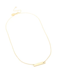 Collier en barre gravable gravable en zircone cubique en acier inoxydable plaqué or imperméable