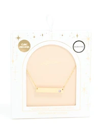 Collier en barre gravable gravable en zircone cubique en acier inoxydable plaqué or imperméable