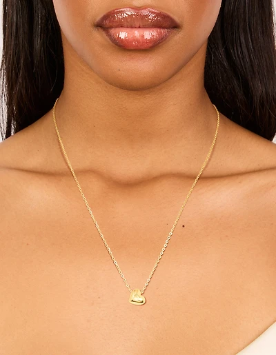 Collier pendentif en forme de cœur épais en acier inoxydable plaqué or imperméable