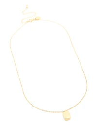 Collier rectangulaire rond gravable en acier inoxydable plaqué or imperméable