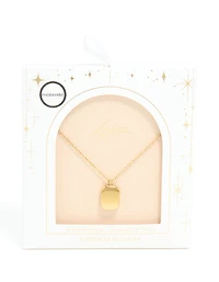 Collier rectangulaire rond gravable en acier inoxydable plaqué or imperméable