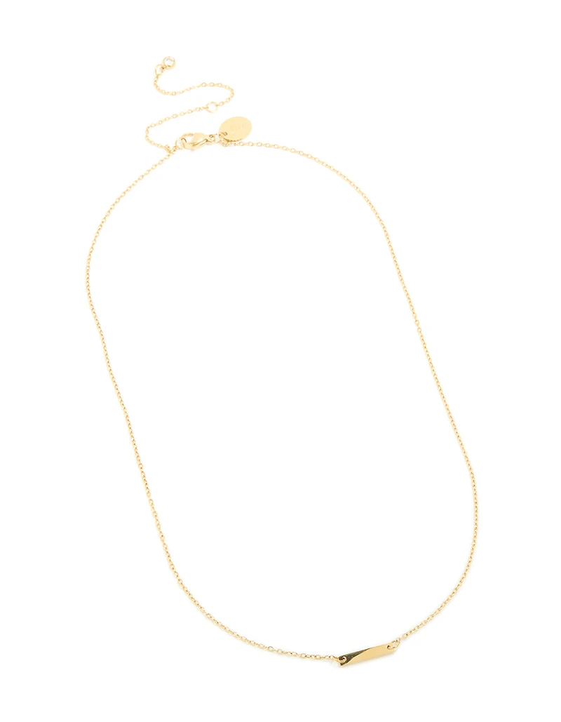 Collier mini barre gravable en acier inoxydable plaqué or imperméable