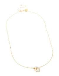 Waterproof Gold Plated Stainless Steel Cubic Zirconia Hollow Heart Necklace