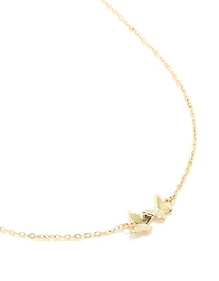 Waterproof Gold Plated Stainless Steel Cubic Zirconia Butterfly Necklace