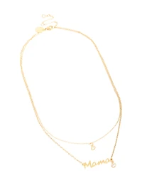 Waterproof Gold Plated Stainless Steel Cubic Zirconia Mama Layered Necklace