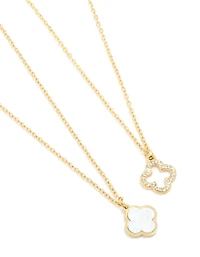 Waterproof Gold Plated Stainless Steel Shell Flower Necklaces 2 Pack