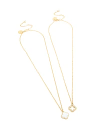 Waterproof Gold Plated Stainless Steel Shell Flower Necklaces 2 Pack