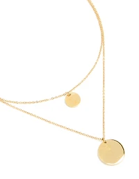 Waterproof Gold Plated Stainless Steel Disc Layered Necklace