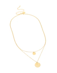 Waterproof Gold Plated Stainless Steel Disc Layered Necklace