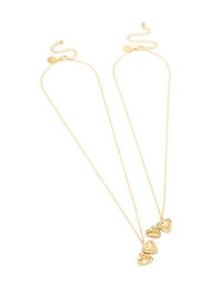 Waterproof Gold Plated Stainless Steel Heart Locket Necklaces 2-Pack