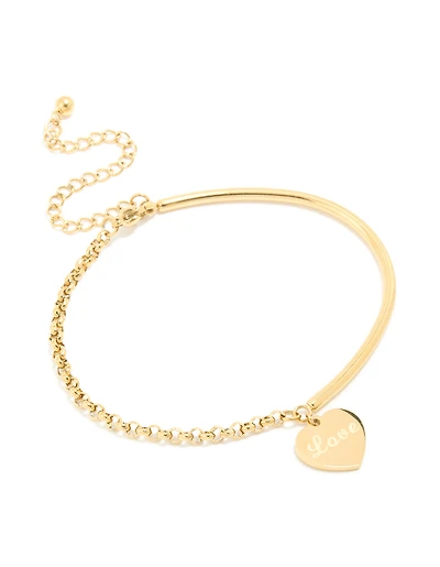Bracelet gravable d’amour en acier inoxydable plaqué or imperméable