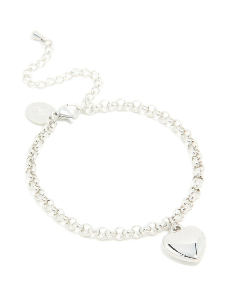 Waterproof Stainless Steel Chunky Heart Bracelet