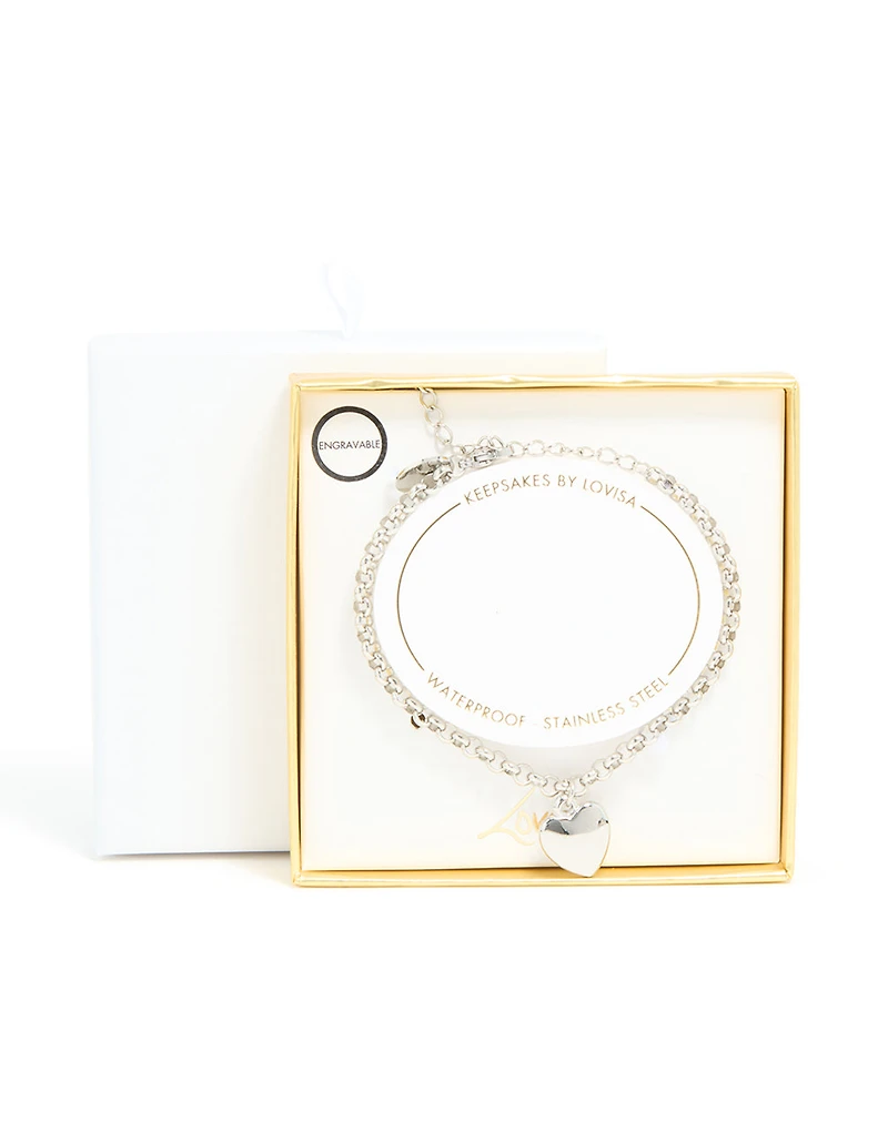 Bracelet en forme de cœur épanoui en acier inoxydable