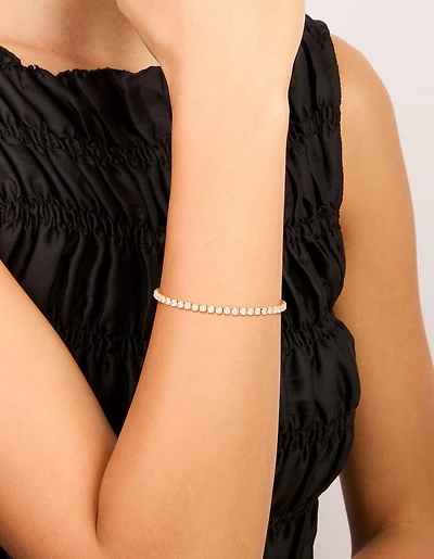 Waterproof Gold Plated Stainless Steel Cubic Zirconia Tennis Bracelet