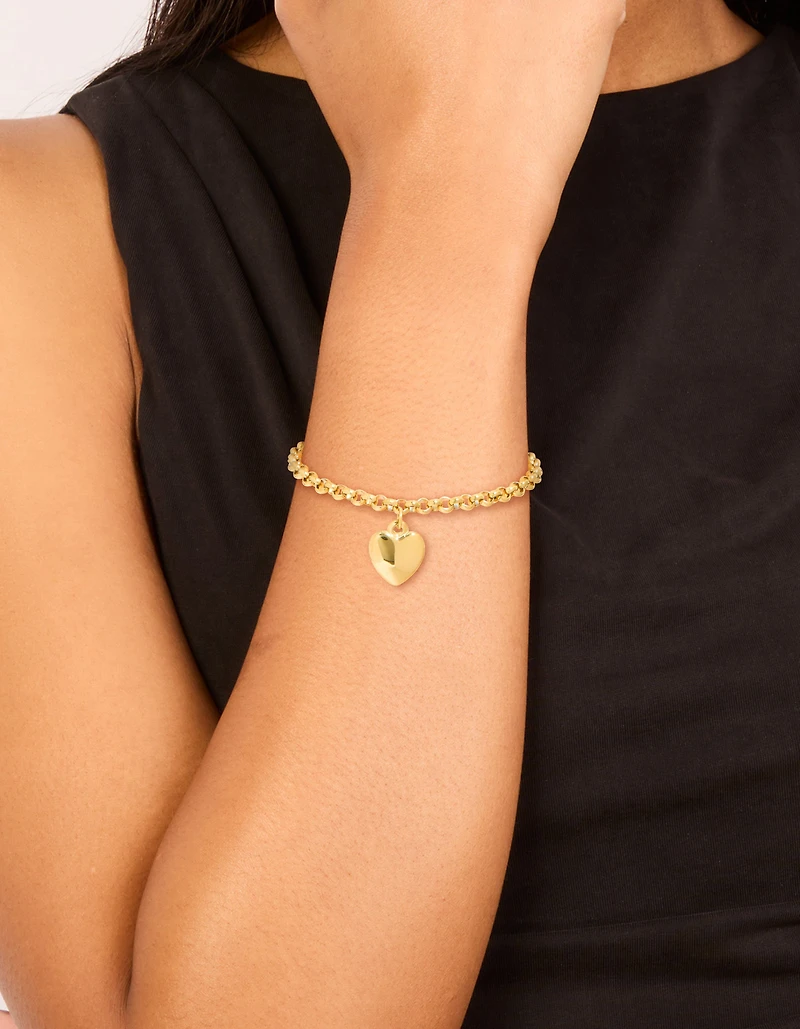 Waterproof Gold Plated Stainless Steel Chunky Heart Bracelet