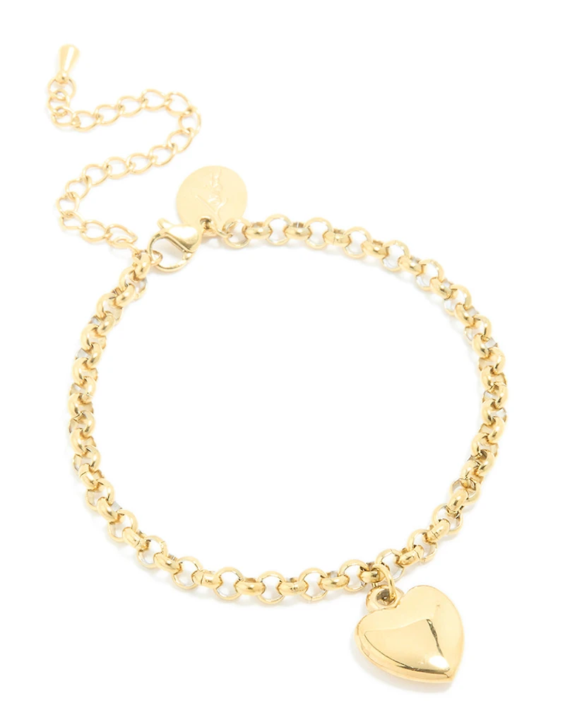 Waterproof Gold Plated Stainless Steel Chunky Heart Bracelet