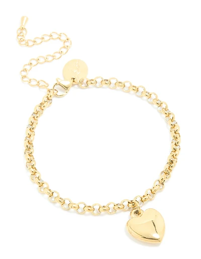 Waterproof Gold Plated Stainless Steel Chunky Heart Bracelet