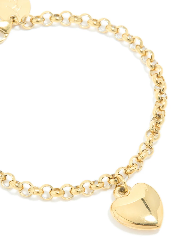 Waterproof Gold Plated Stainless Steel Chunky Heart Bracelet