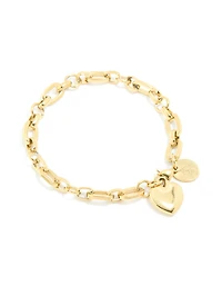 Bracelet en forme de breloque en forme de lien en forme de cœur épais en acier inoxydable doré