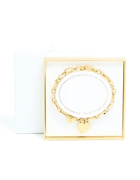 Waterproof Gold Stainless Steel Chunky Heart Link Charm Bracelet