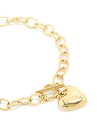 Waterproof Gold Plated Stainless Steel Chunky Heart Charm Bracelet