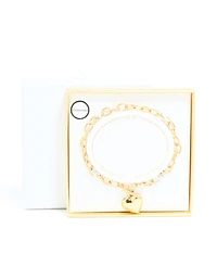 Bracelet en forme de breloque en forme de cœur épais en acier inoxydable plaqué or