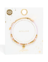 Waterproof Gold Plated Stainless Steel Rose Quartz Semi Precious Mini Heart Bracelet