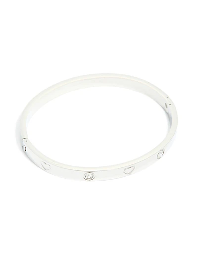 Waterproof Stainless Steel Cubic Zirconia Heart Bangle