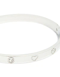 Waterproof Stainless Steel Cubic Zirconia Heart Bangle