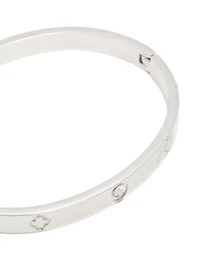 Waterproof Stainless Steel Cubic Zirconia Flower Bangle