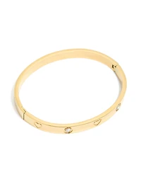 Waterproof Gold Plated Stainless Steel Cubic Zirconia Heart Bangle
