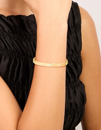 Waterproof Gold Plated Stainless Steel Evil Eye Cubic Zirconia Bangle