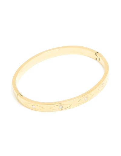 Bracelet cubique en zircone en acier inoxydable plaqué or imperméable