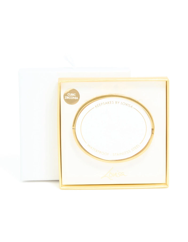 Bracelet cubique en zircone en acier inoxydable plaqué or imperméable