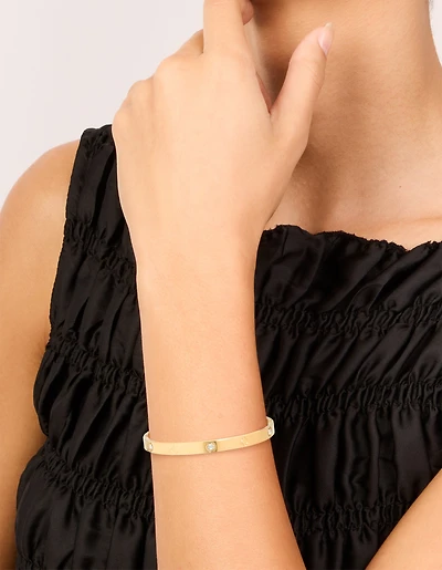 Waterproof Gold Plated Stainless Steel Cubic Zirconia Flower Bangle