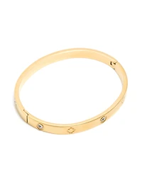 Waterproof Gold Plated Stainless Steel Cubic Zirconia Flower Bangle