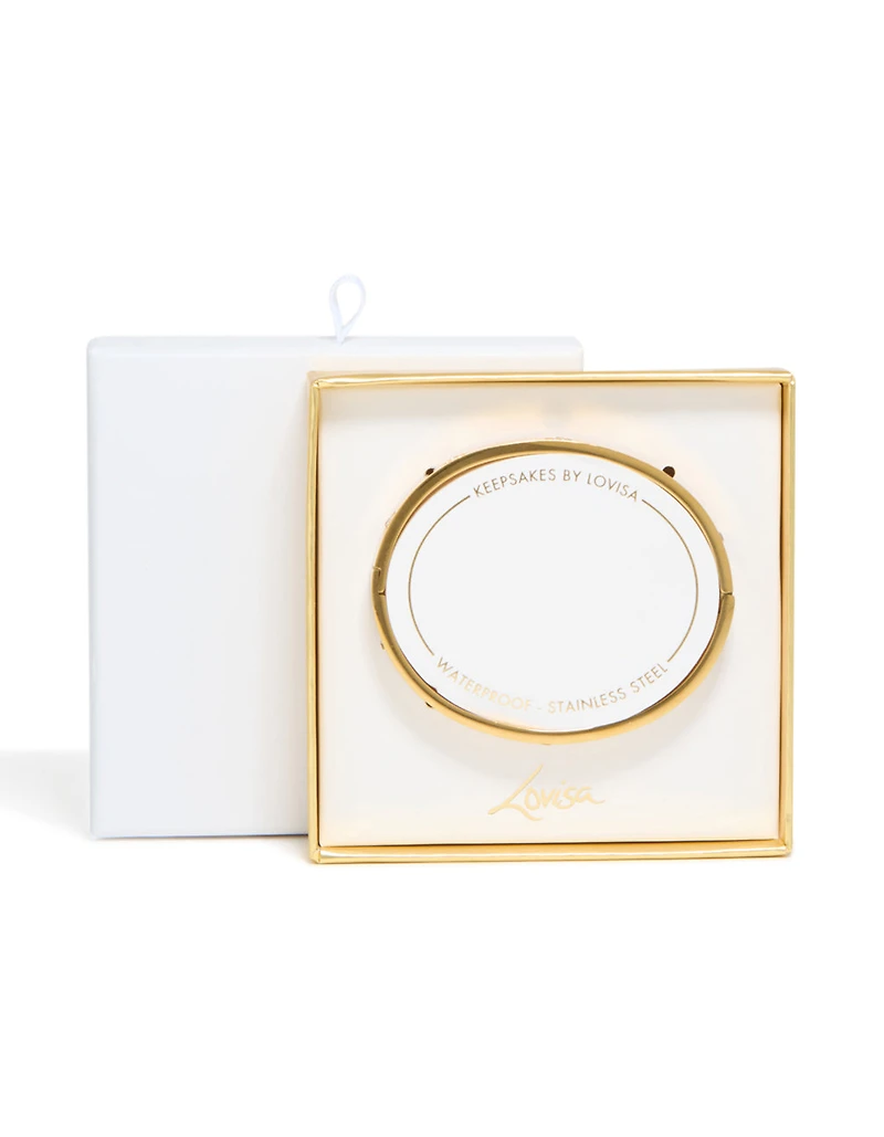 Waterproof Gold Plated Stainless Steel Cubic Zirconia Flower Bangle