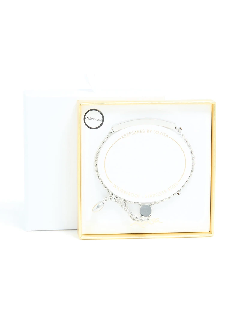 Bracelet à bascule gravable torsadé en acier inoxydable étanche