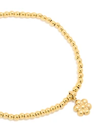 Bracelet fleur extensible en acier inoxydable plaqué or imperméable